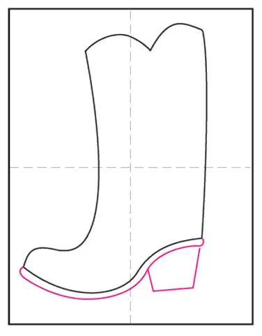 Easy How to Draw Cowboy Boots Tutorial and Cowboy Boot Coloring Page