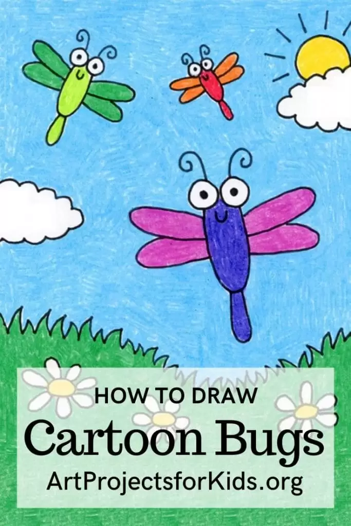 Простой учебник по рисованию мультяшных жуков и страница раскраски