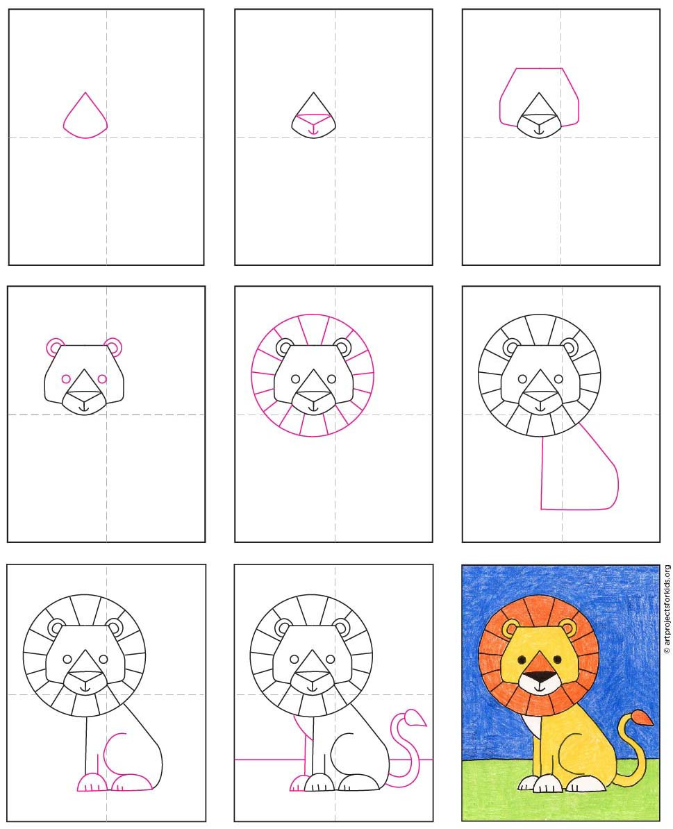 How to Draw an Easy Lion · Art Projects for Kids