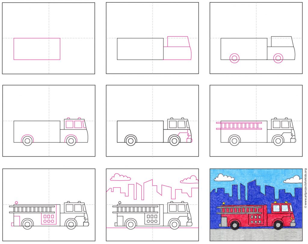 How to Draw a Fire Truck Â· Art Projects for Kids