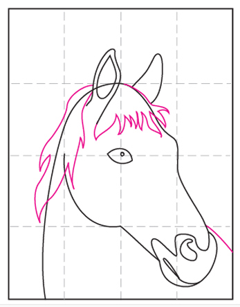 Easy How to Draw a Horse Head Tutorial and Horse Head Coloring Page