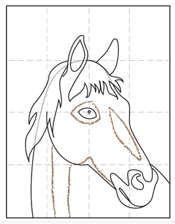 how to draw a horse head step by step for kids