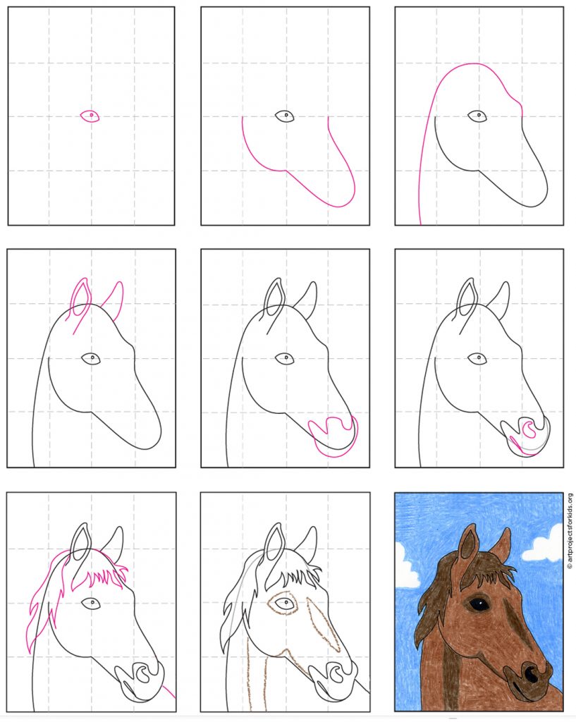 horse sketch for kids