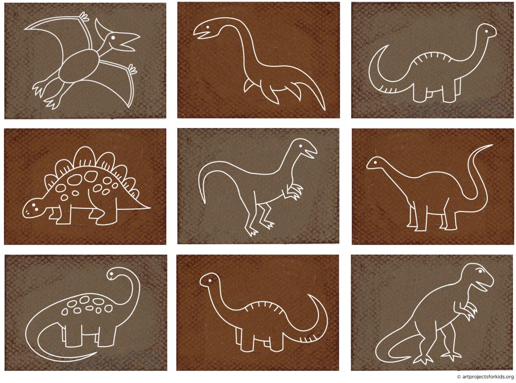 Easy How to Draw Simple Dinosaurs Tutorial & Dinosaur Coloring Page