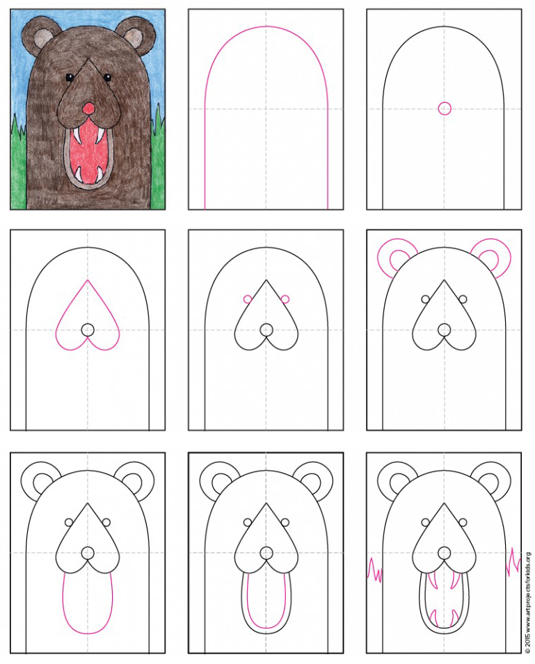 Draw A Bear Face Art Projects For Kids
