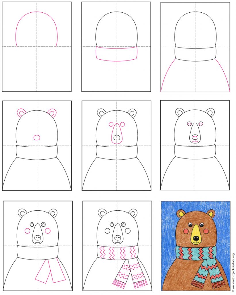 Draw a Bear with a Scarf · Art Projects for Kids