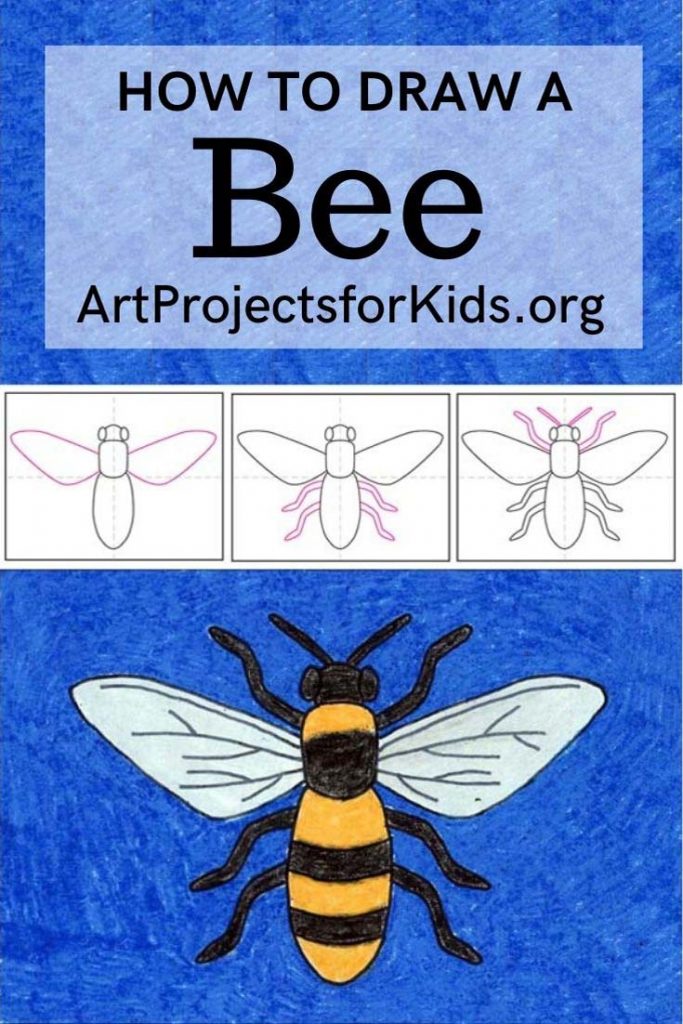 Easy How to Draw a Bee Tutorial and Bee Coloring Page