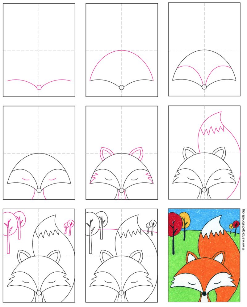 Easy How to Draw a Cartoon Fox Tutorial and Fox Coloring Page