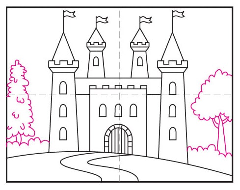 How To Draw A Castle Easy Slowly Step By Step For Kids