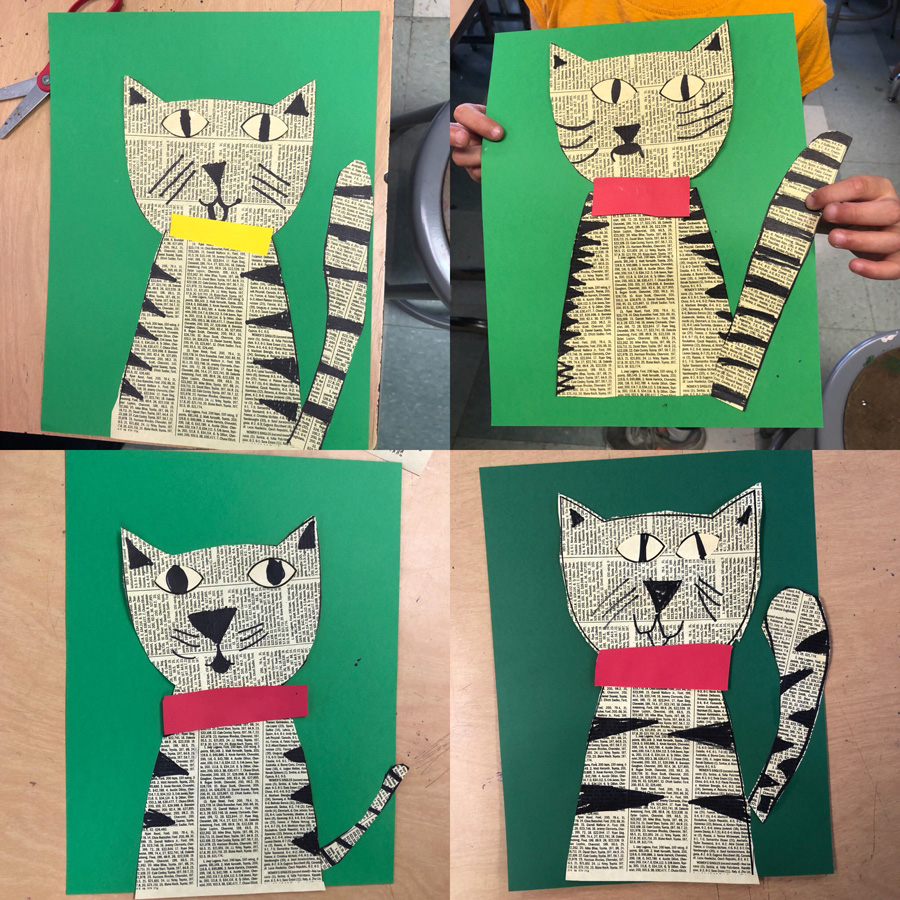 newspaper-collage-cat-art-projects-for-kids