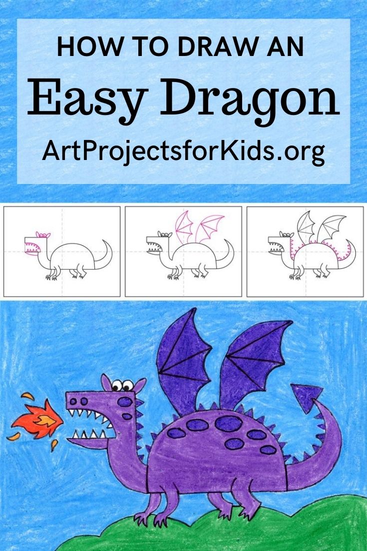 Easy How to Draw a Dragon Tutorial and Dragon Coloring Page