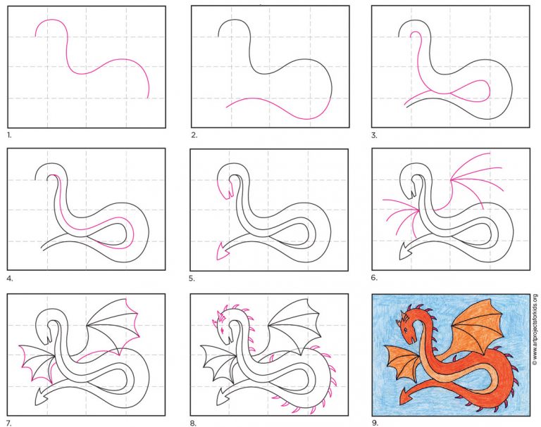 How to Draw a Spiked Dragon · Art Projects for Kids