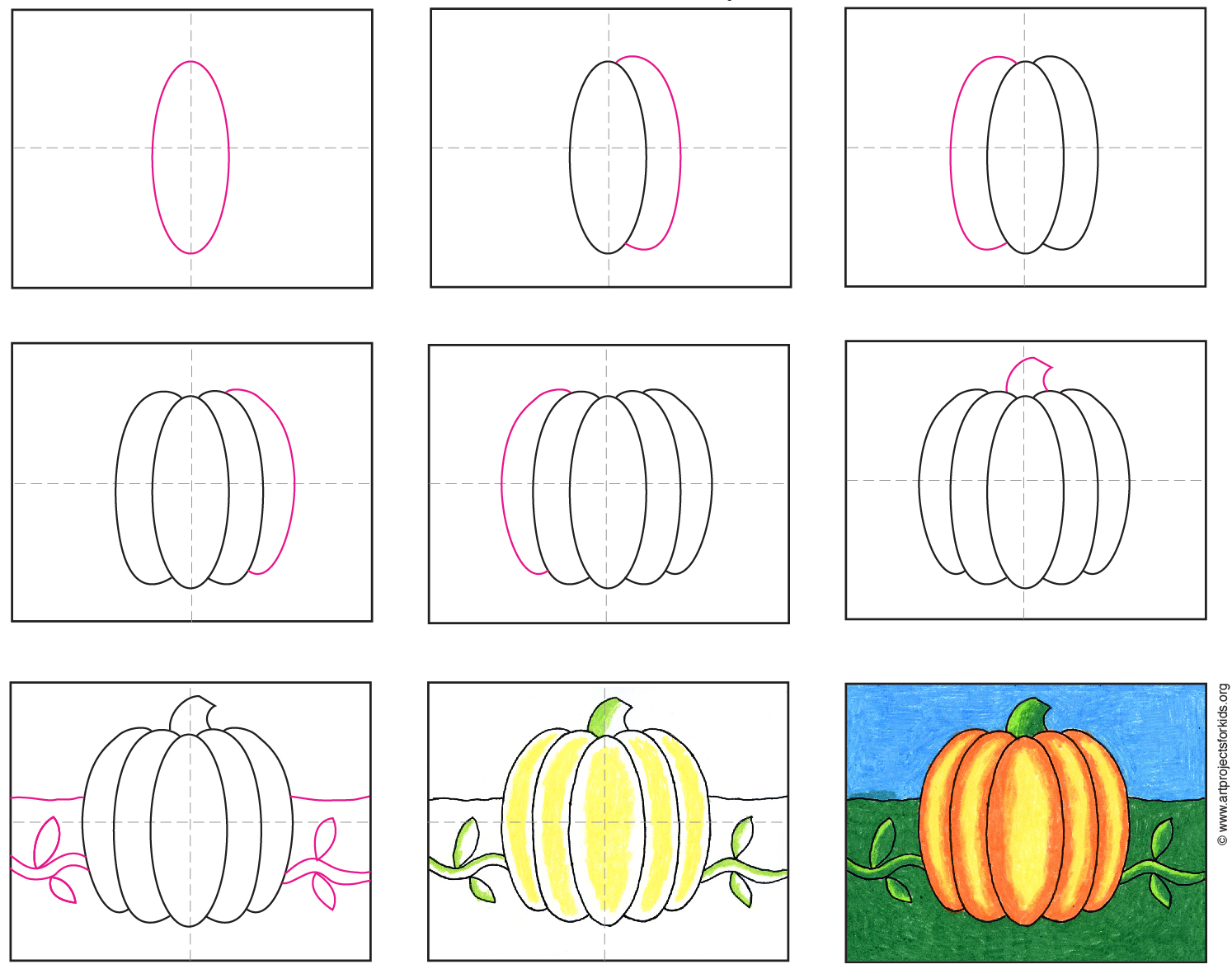 How to Draw an Easy Pumpkin · Art Projects for Kids