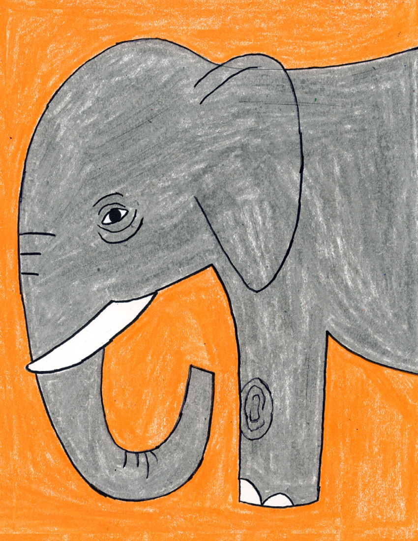 Easy How to Draw an Elephant Tutorial and Easy Elephant Coloring Page