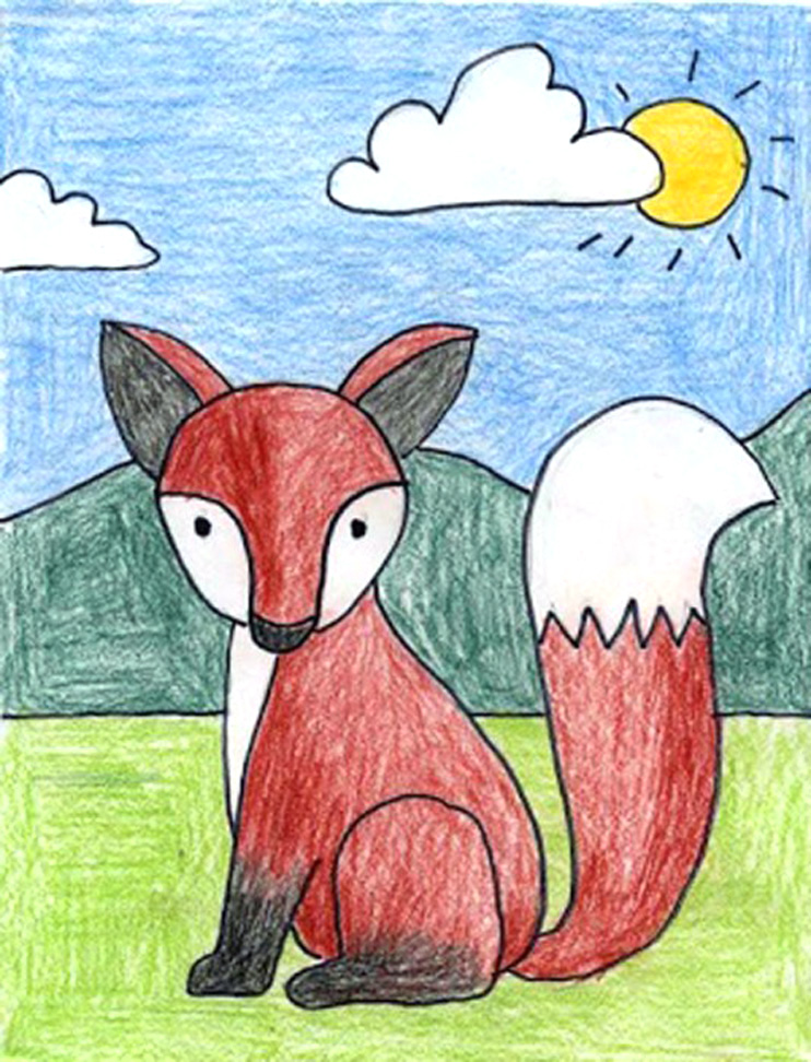 Draw a Sitting Fox · Art Projects for Kids
