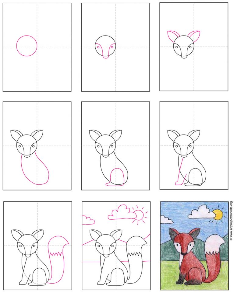 Draw a Sitting Fox · Art Projects for Kids