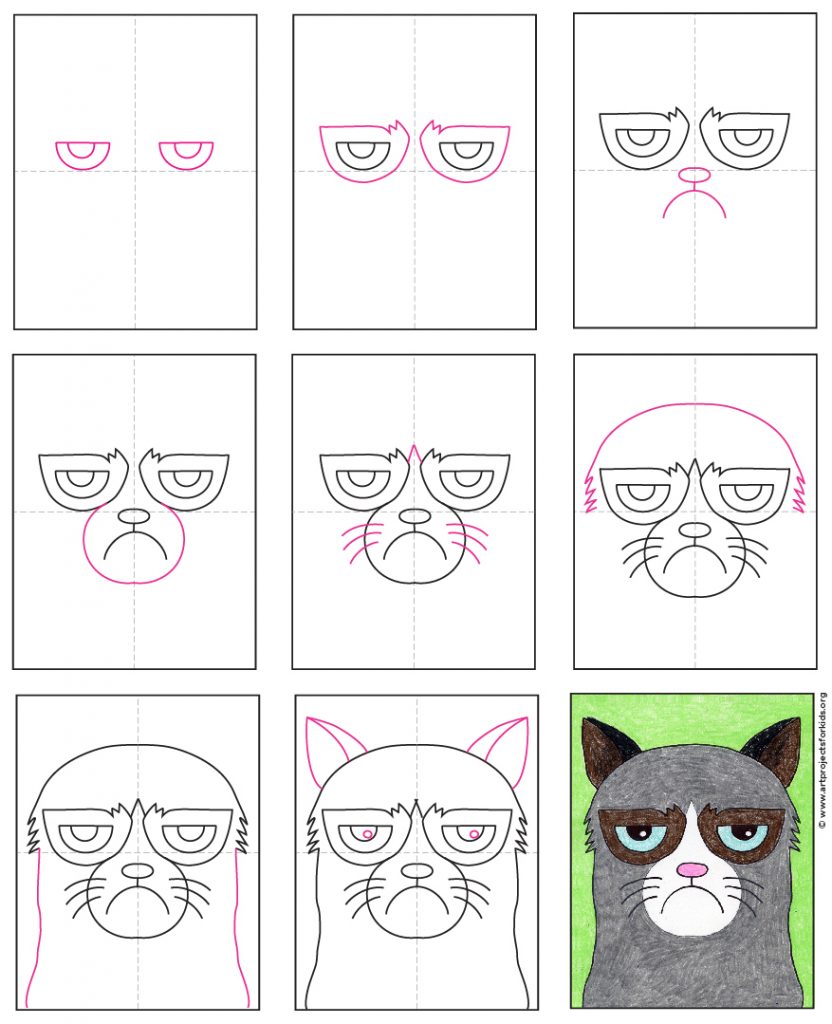 Easy How To Draw Grumpy Cat Tutorial Grumpy Cat Coloring Page