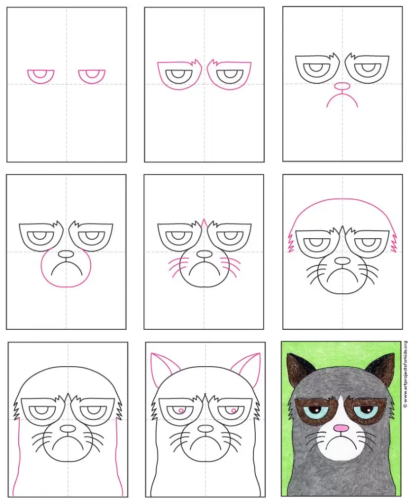 how to draw Grumpy Cat