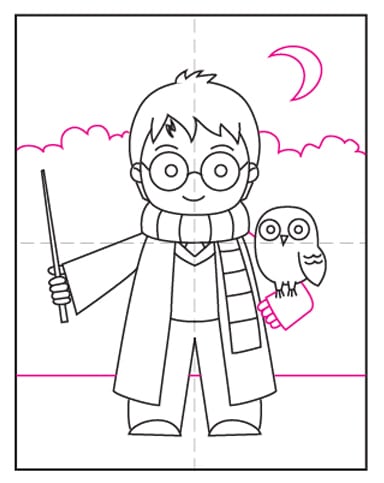 Easy How to Draw Harry Potter Tutorial and Harry Coloring Page