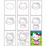 How to Draw Hello Kitty Sitting with Simple Steps for Kids - How to Draw  Step by Step Drawing Tutorials