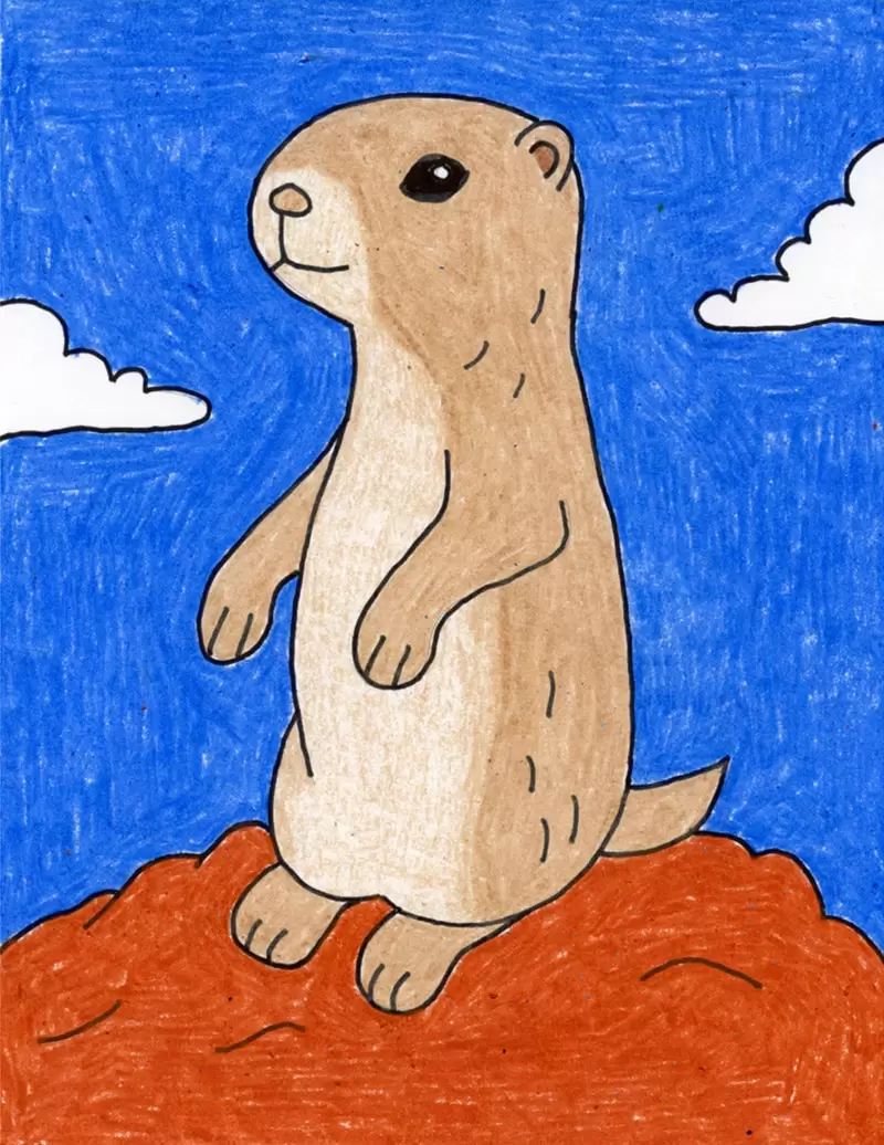Easy How to Draw a Prairie Dog Tutorial and Prairie Dog Coloring Page