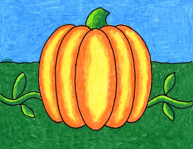 Easy How to Draw a Pumpkin Tutorial Video and Pumpkin Coloring Pages