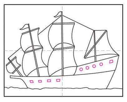 old ship drawing easy