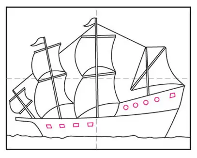 Coloring Page Outline Of cartoon sail ship. Images of transport for children.  Vector. Coloring book for kids Stock Vector | Adobe Stock