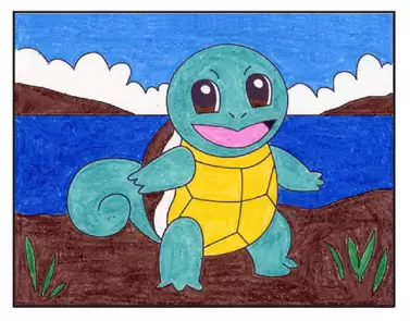 Easy How to Draw Squirtle Tutorial and Squirtle Coloring Page