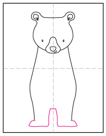 Easy How to Draw a Bear Standing Up Tutorial and Coloring Page