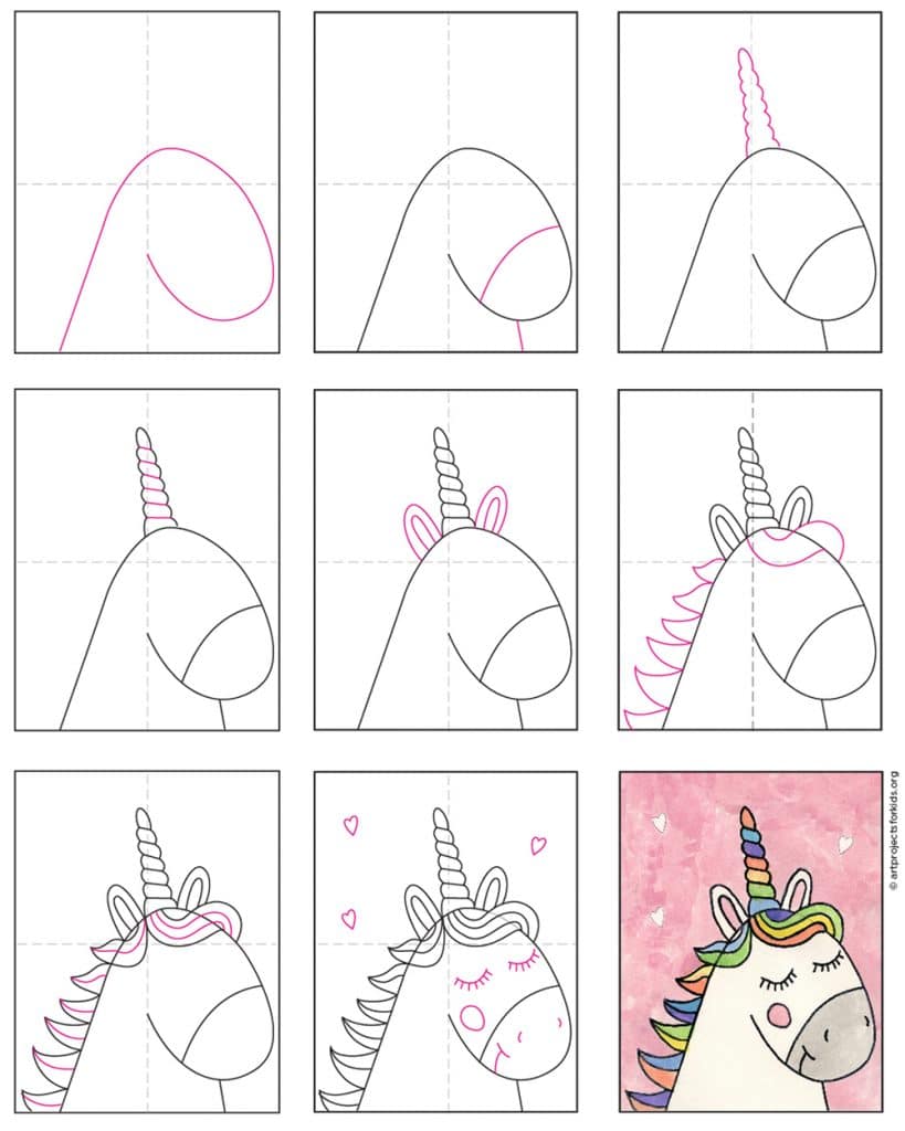 How To Draw Step By Step Easy Unicorn Draw the outline of the upper