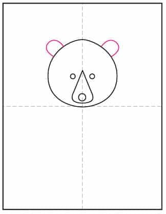 Draw a grizzly bear step 3 showing how to add the rounded ears.