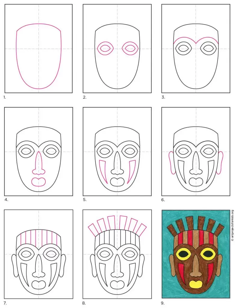 african masks drawings for kids