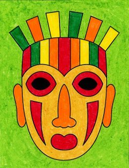 Easy How to Draw a Tribal Mask Tutorial & Mask Coloring Page