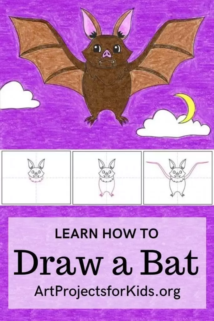 Inside you'll find an easy step-by-step how to draw a bat tutorial and bat coloring page.