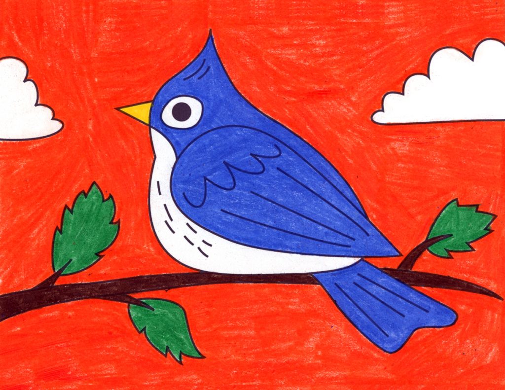 Easy How to Draw Simple Birds Tutorial and Birds Coloring Page