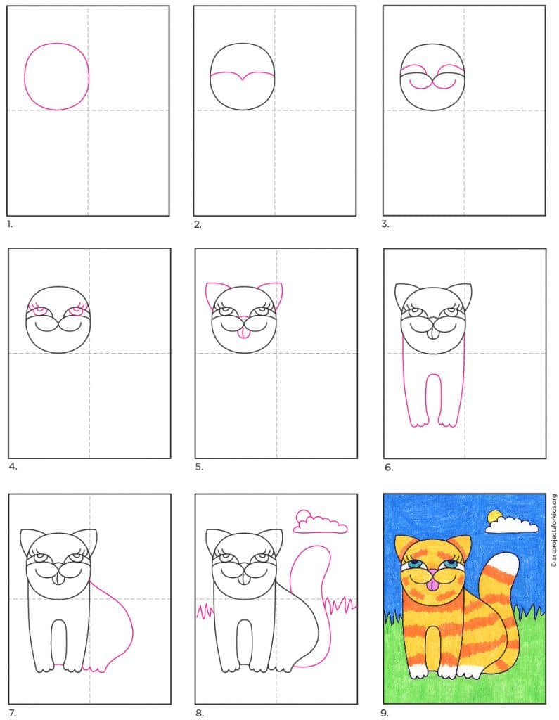 How to Make Cute Drawings with a Cartoon Cat · Art