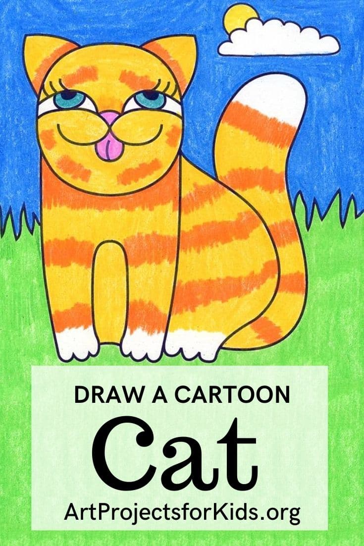 easy cat drawing for kids