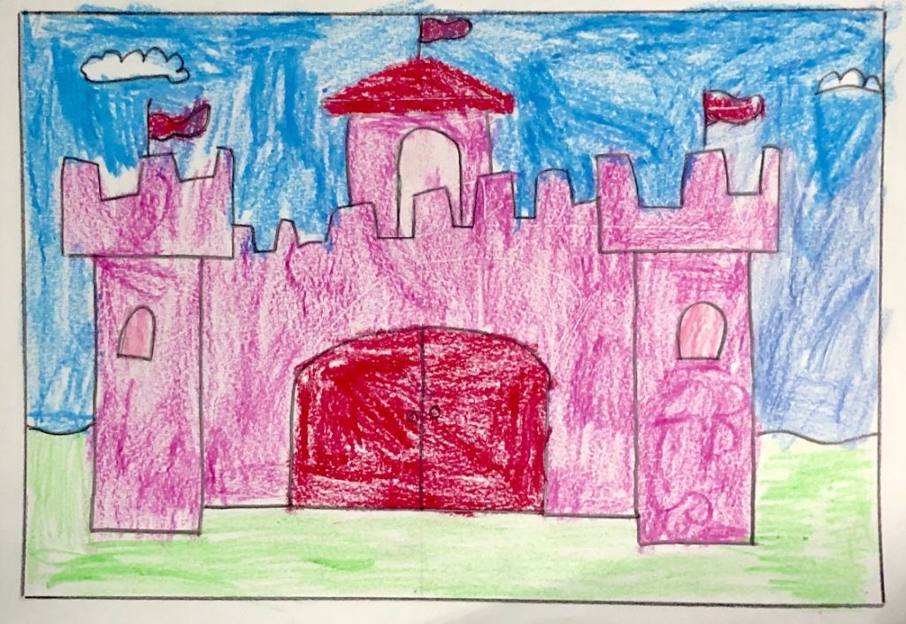 Easy How to Draw a Castle Tutorial and Castle Coloring Page