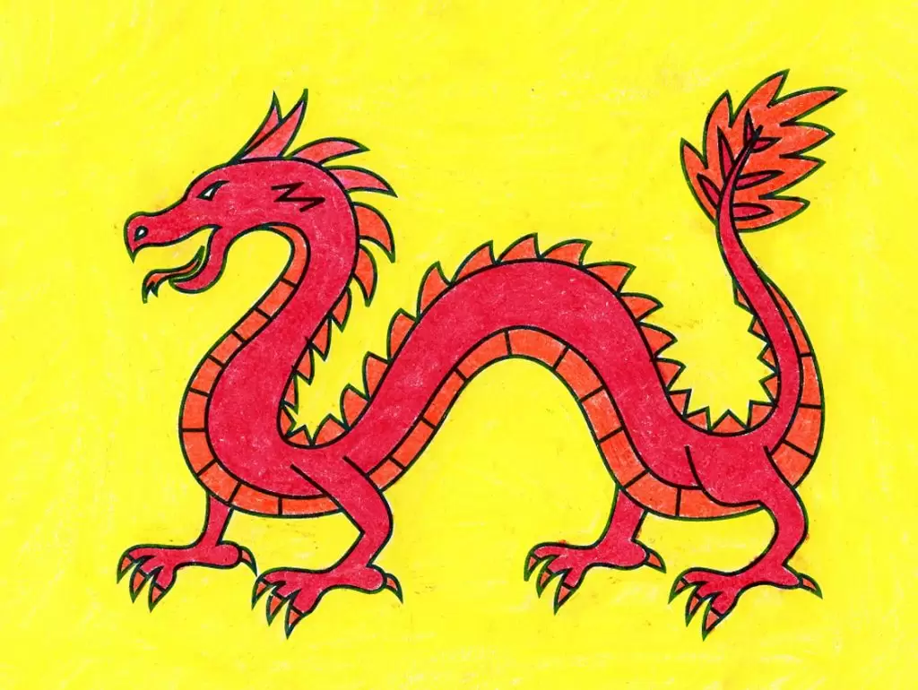 A drawing of a Chinese Dragon, made with the help of an easy step by step tutorial. 