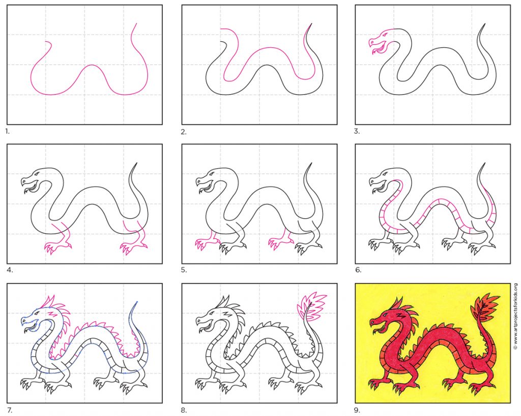 How to Draw a Chinese Dragon Art Projects for Kids
