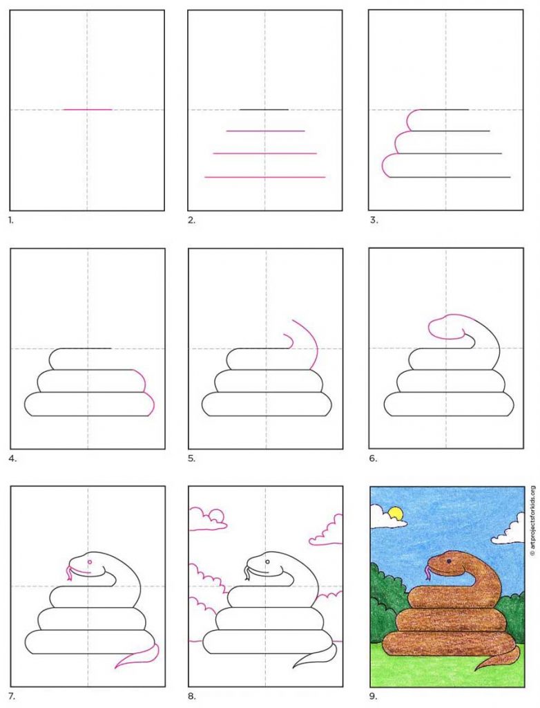 How to Draw a Snake · Art Projects for Kids