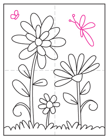 how to draw a flower for kids