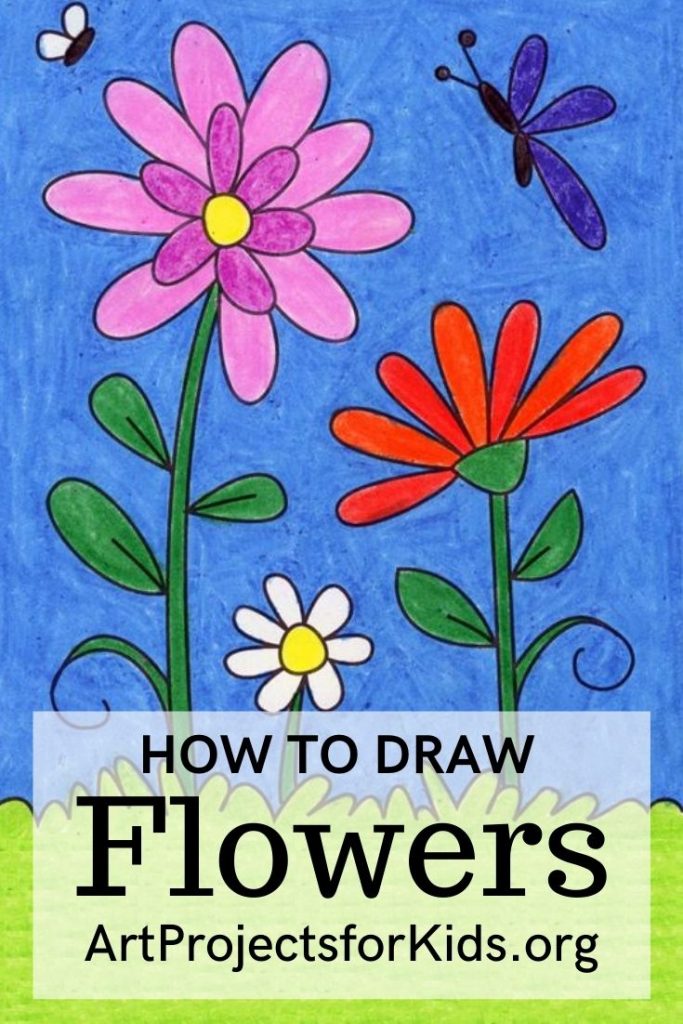 Простой учебник по рисованию цветов и страница раскраски цветов