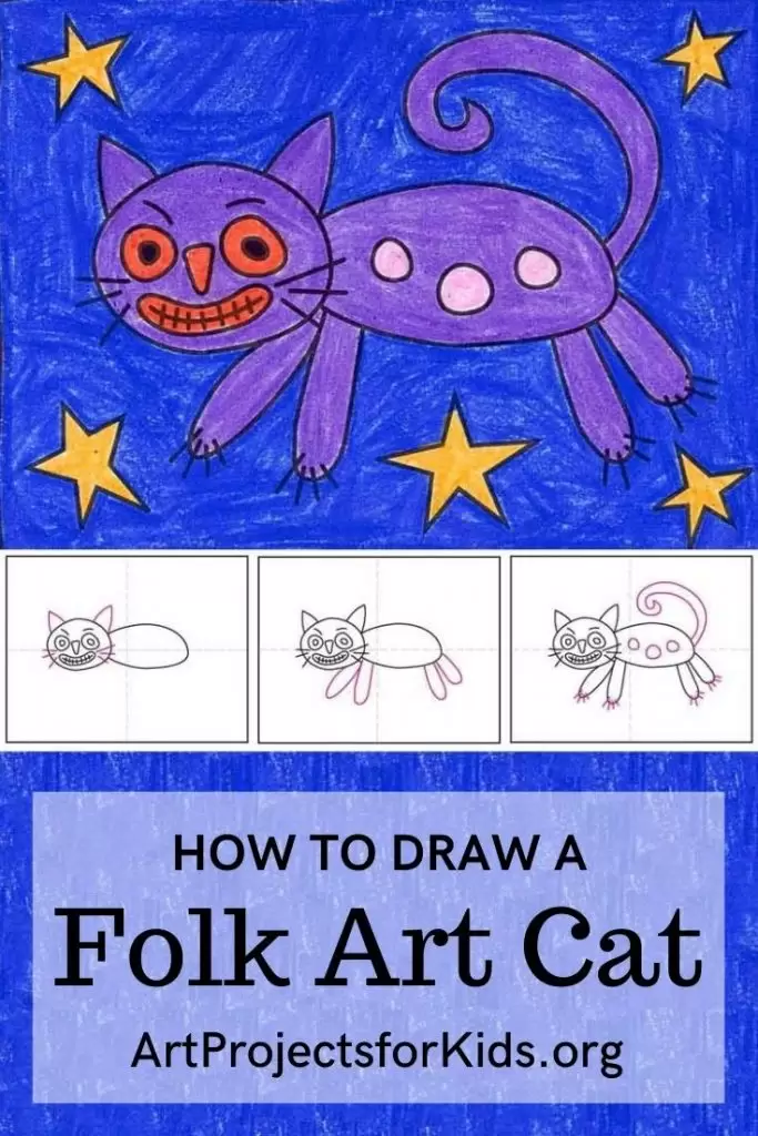 Как легко нарисовать кошку в народном искусстве. Раскраска в стиле народного искусства.