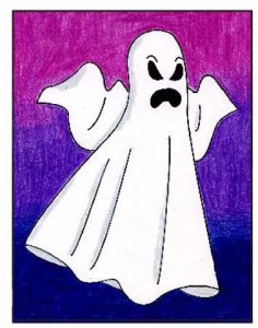 Easy How to Draw a Ghost Tutorial and Ghost Coloring Page