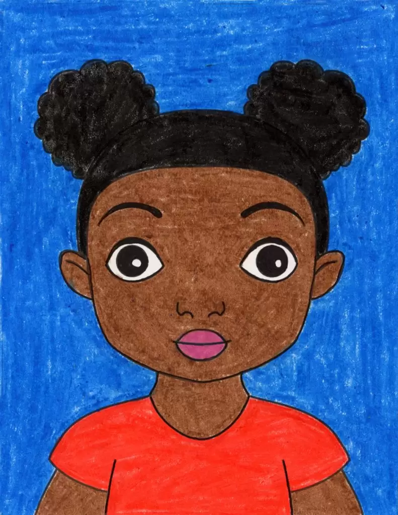 African American Girl Woman Graphic Curly Hair Drawing · Creative Fabrica