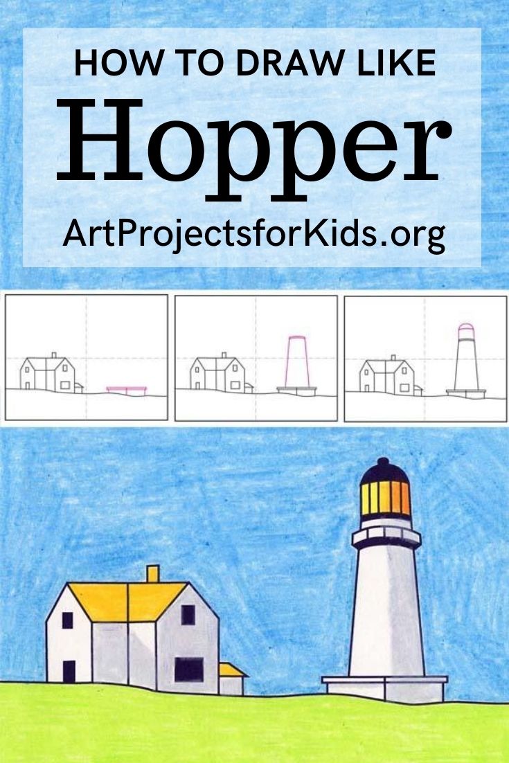 Edward Hopper Art Project for Kids Tutorial and Hopper Coloring Page