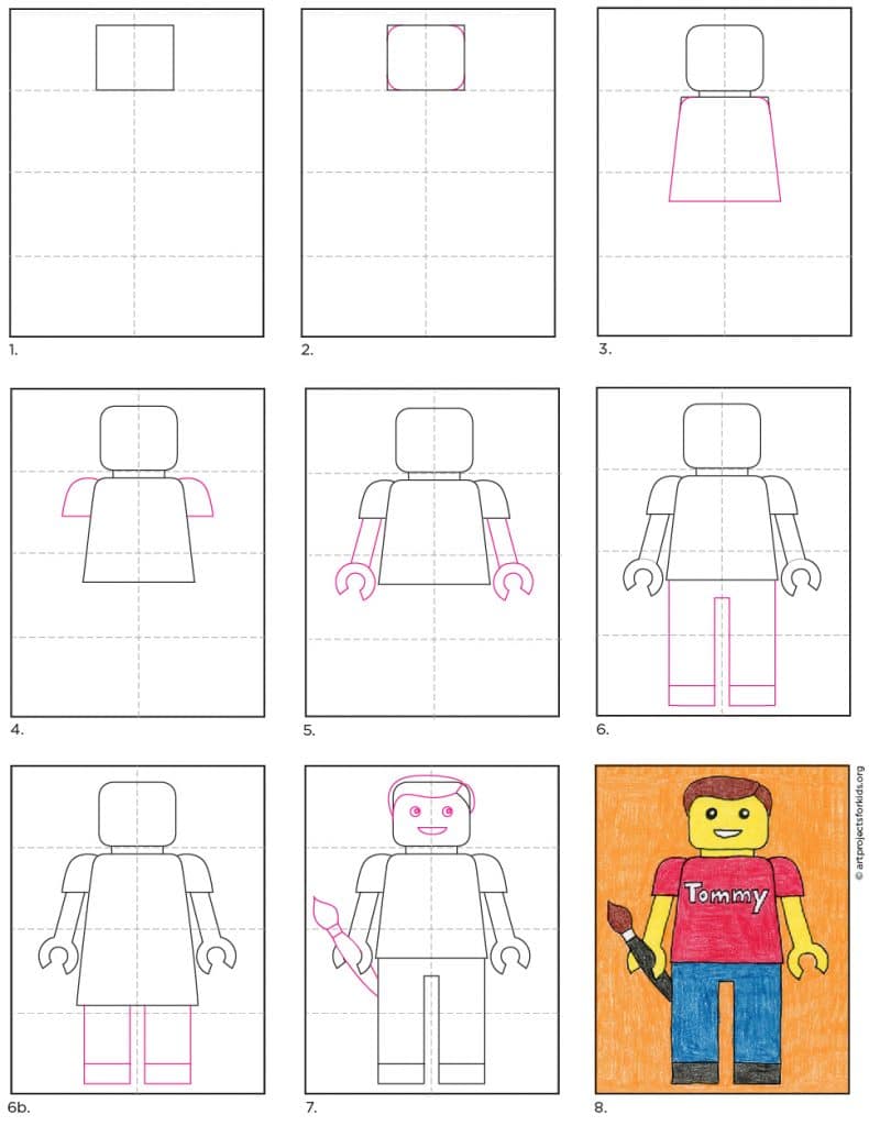 Easy How to Draw a Lego Tutorial and Lego Coloring Page Voorkinderen