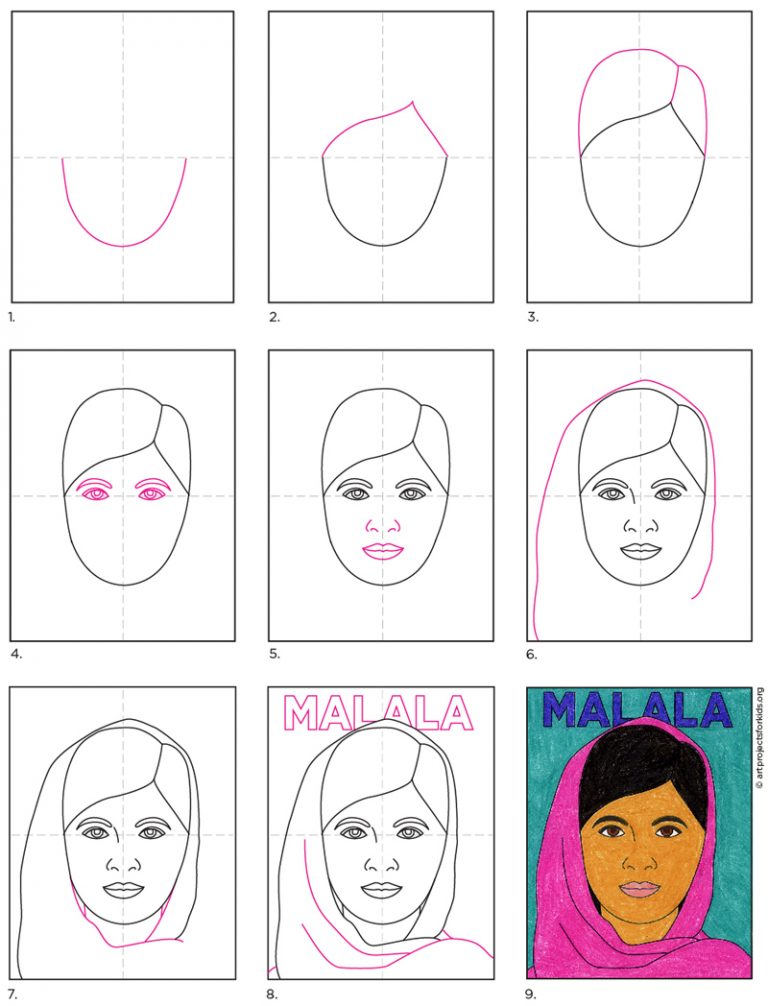 Remarkable Women How to Draw Malala · Art Projects for Kids